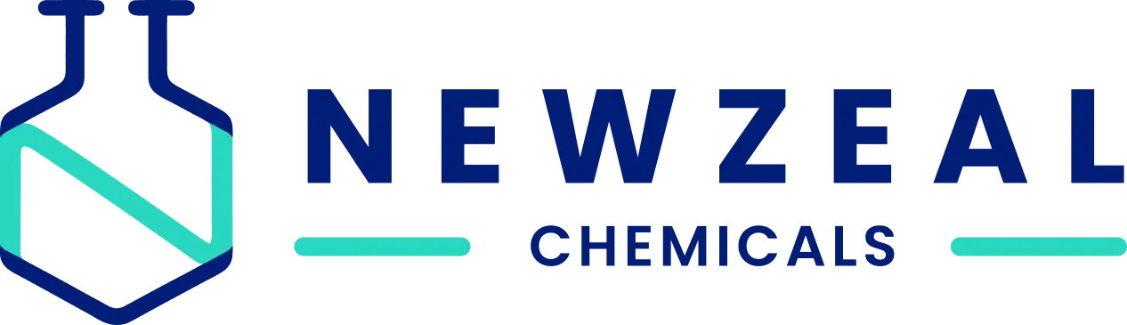 Newzeal Chemicals logo featuring a hexagonal flask and text